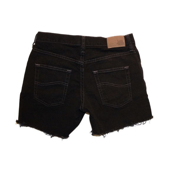 Black Lee Denim Cutoff High Waisted Shorts Raw Hem - Picture 2 of 2